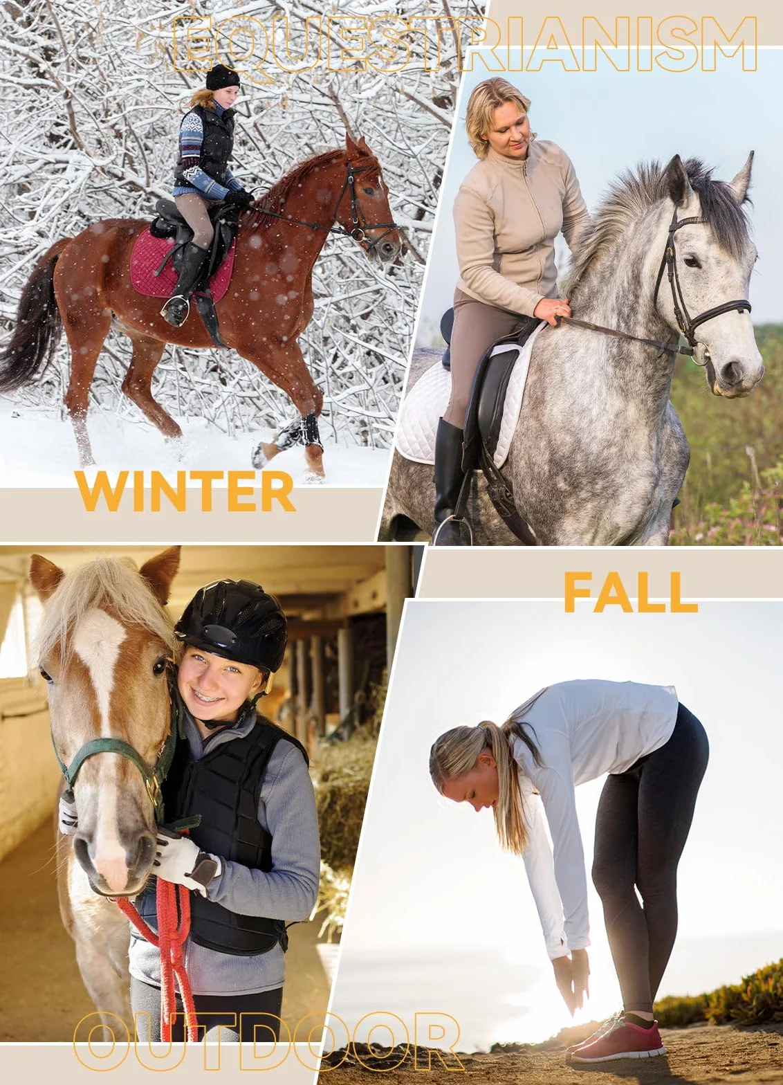 BALEAF Pantalones de equitación de invierno para mujer, con forro polar, con bolsillos con cremallera
