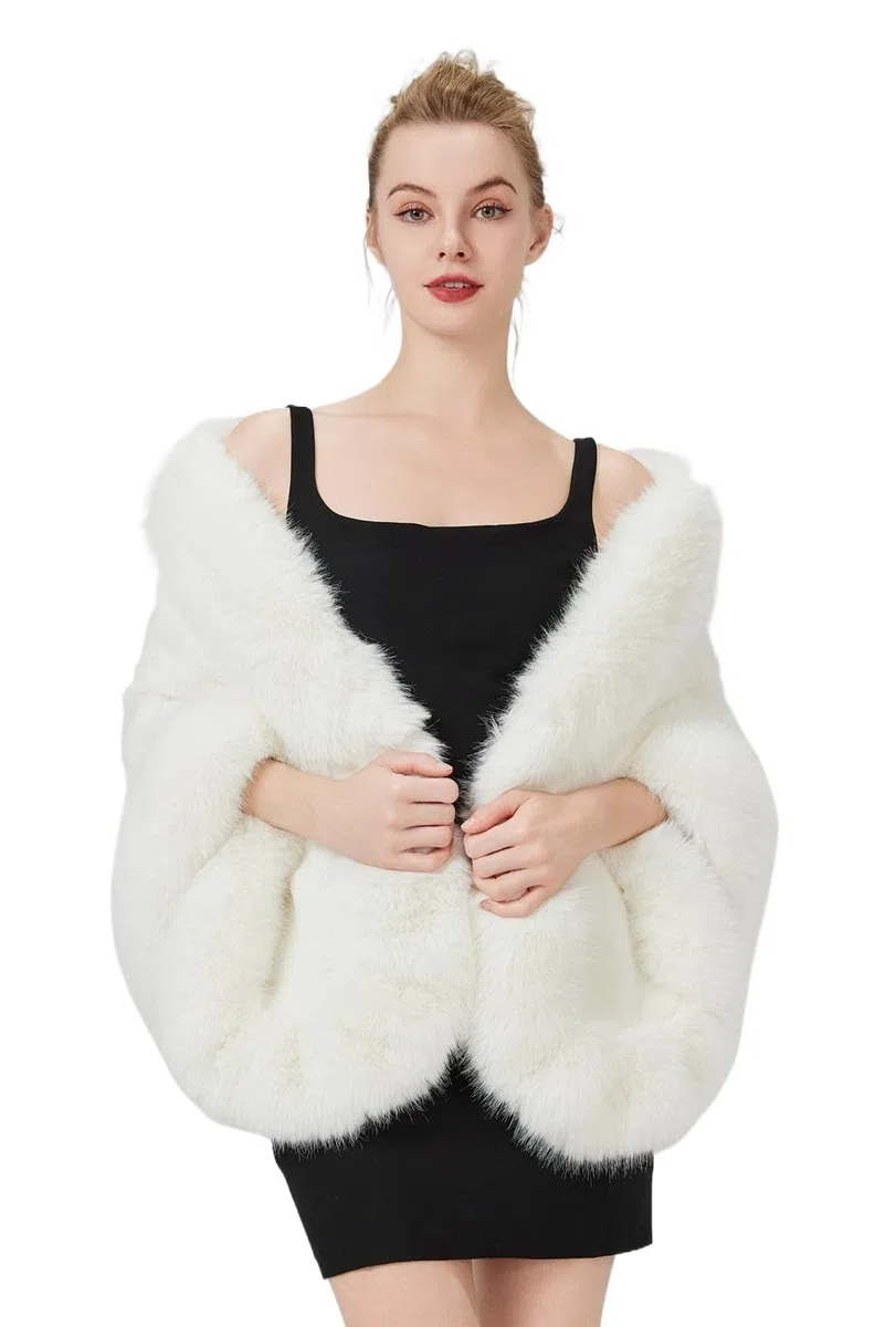 BEAUTELICATE Estola Chal Pelo Mujer Boleros Marfil Negro Para Fiesta Bodas Novia Invierno Vestido de Noche