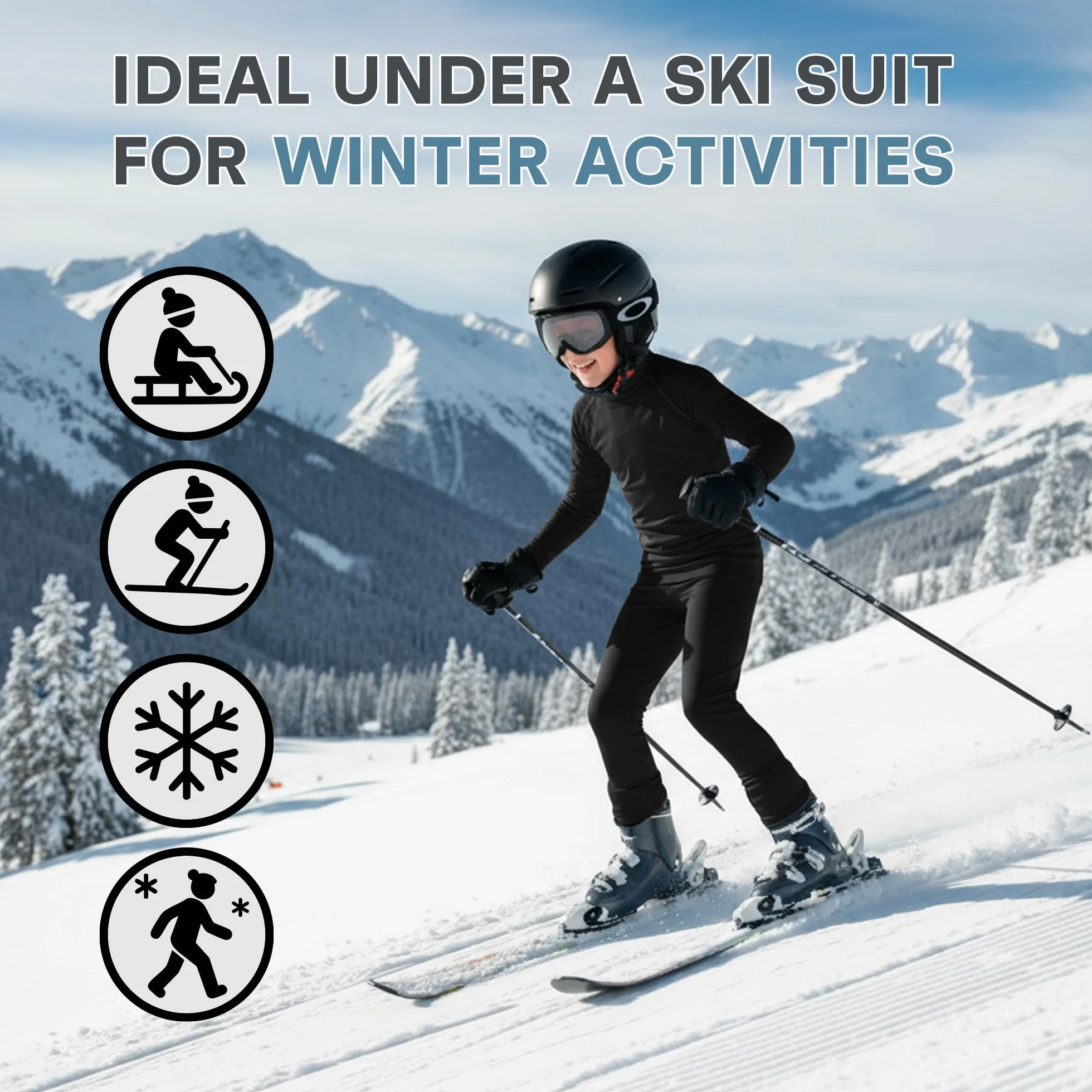 meteor Conjunto Ropa Interior Térmica para Niños - Camiseta de Manga Larga y Pantalón - Set Infantil Elástico para Esquí Snowboard Acampada y Senderismo para Niño y Niña