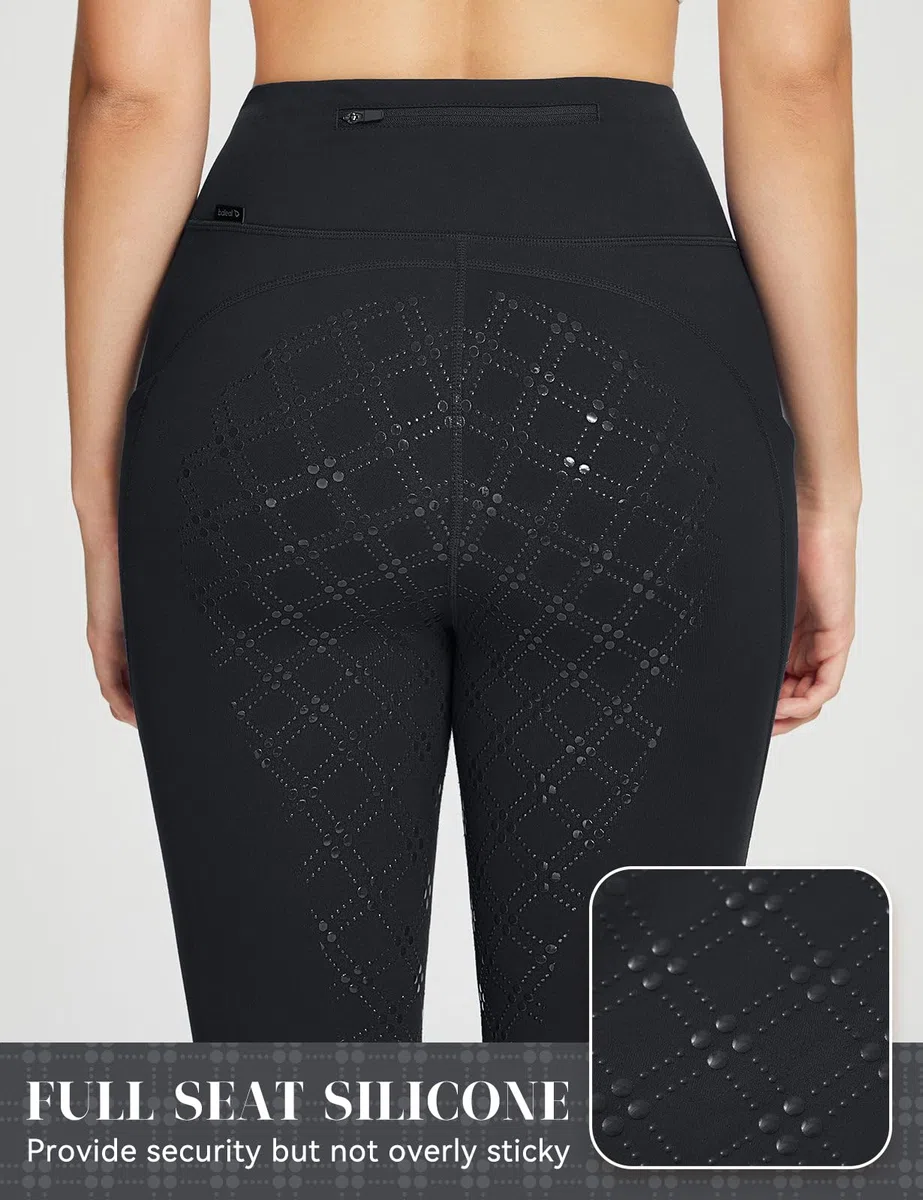 BALEAF Leggings de equitación con forro polar para mujer, pantalones térmicos para caballo, mallas ecuestres, bolsillos