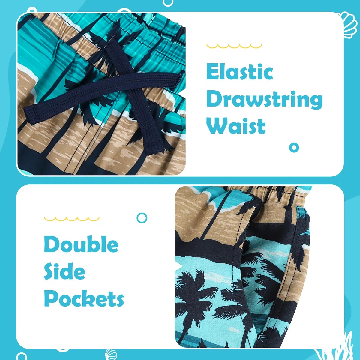 LACOFIA 2 Piezas Bañador Niños 2 en 1 Pantalones Cortos Playa/Piscina con Forro de Compresión Ropa de Baño para Niño Short de Natación con Cintura Elástica para 2 a 14 años