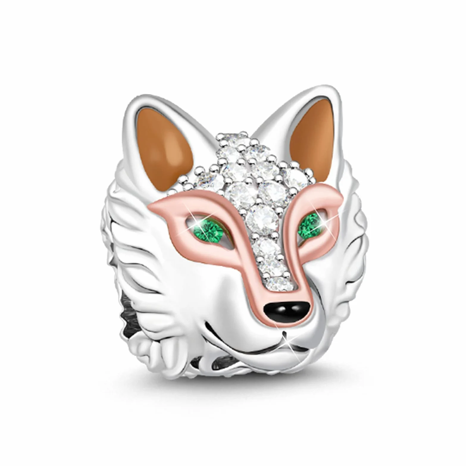 GNOCE Abalorio de plata de ley 925 con diseño de cabeza de animal, compatible con pulseras y collares, para mujeres, hombres y niños