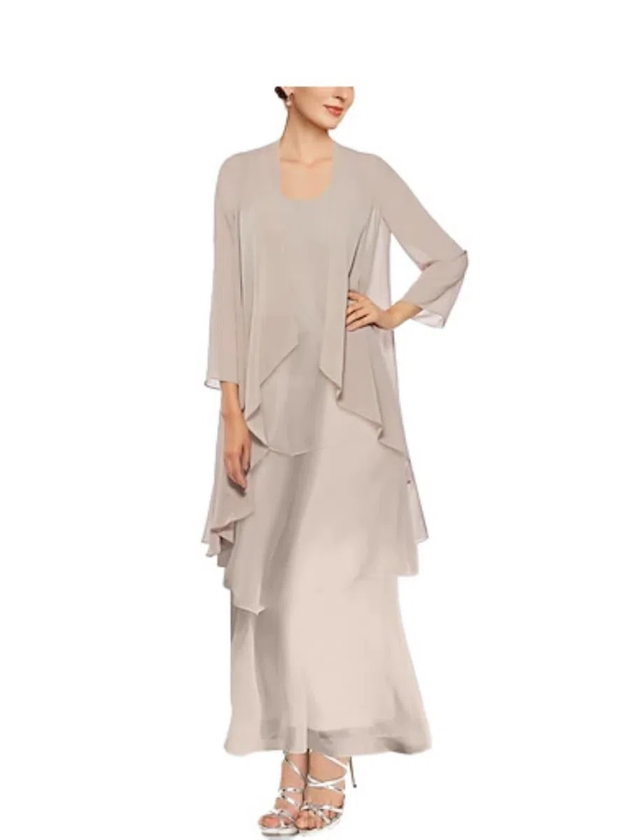 Traje de 2 piezas para madre de la novia, vestido de gasa para invitada de boda, trajes formales