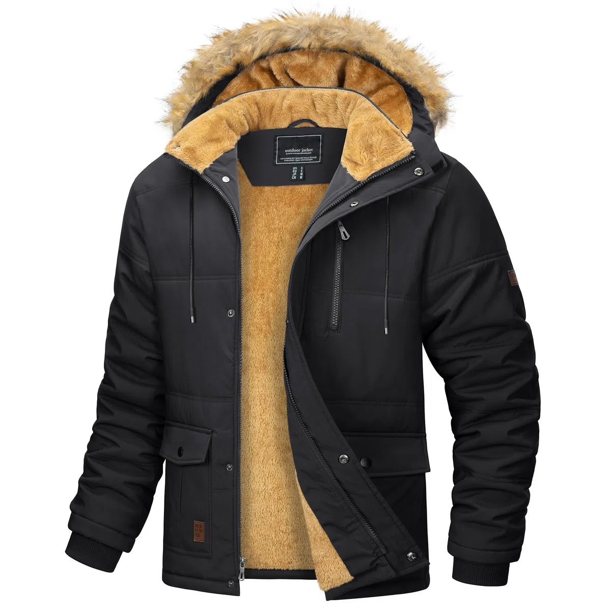 MAGCOMSEN - Chaqueta de Invierno Hombre, Resistente al Viento, Forro Polar, Impermeable, Capucha, Manga Larga, Verde, Talla XXL