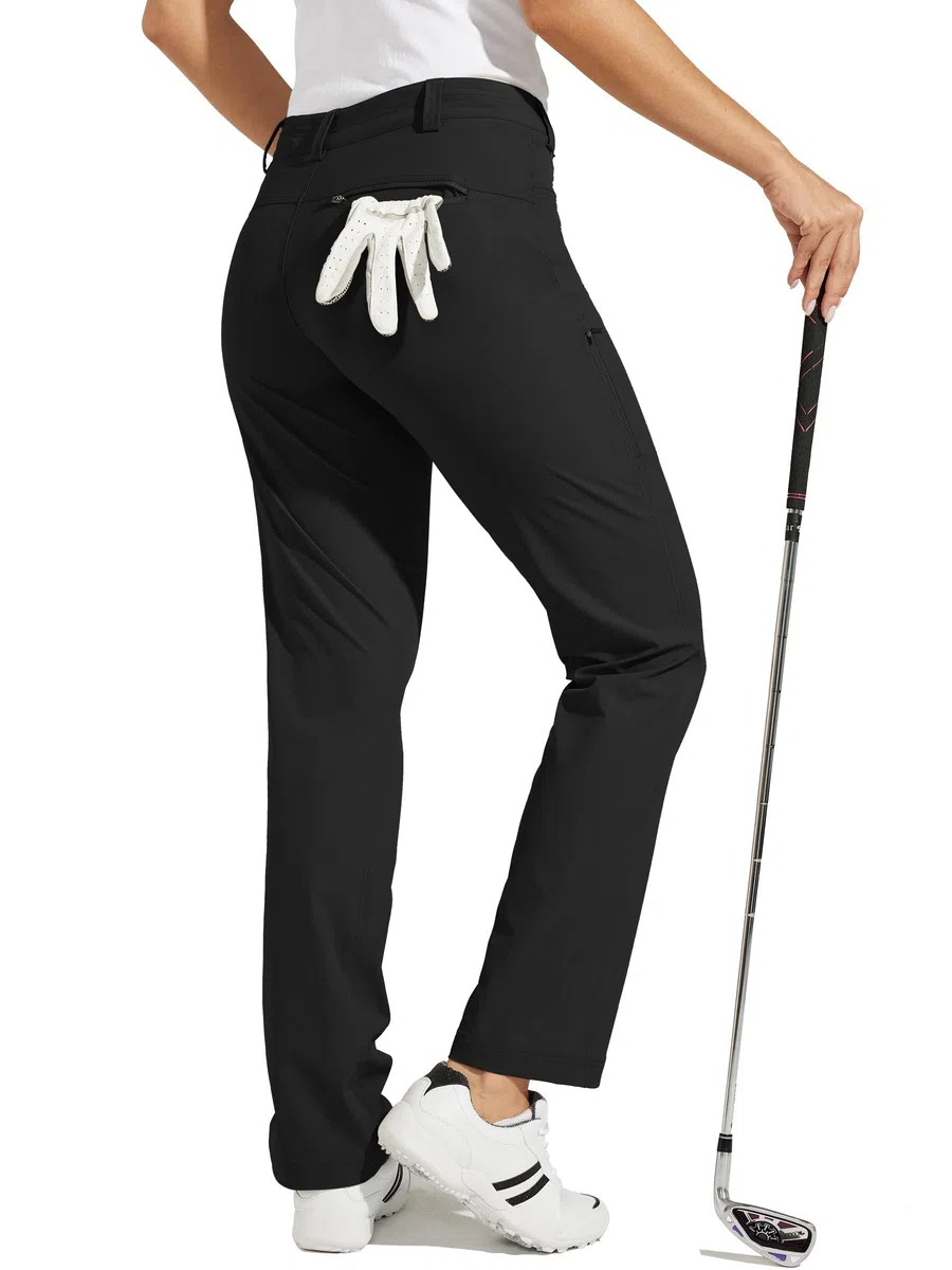 WILLIT Pantalones de golf para mujer, elásticos, de secado rápido, ligeros, para el tiempo libre, con bolsillos, resistentes al agua