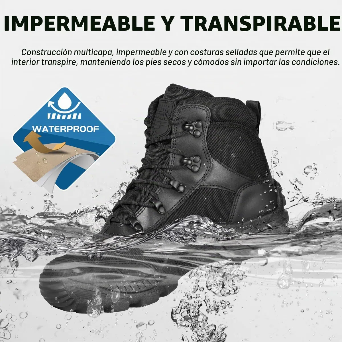 FREE SOLDIER Botas de Caza para Hombres Medio Alto Zapatos Botas Militares de Combate de Tiro Alto con Cordones Ligeros para Todo Terreno para Montaña Trekking