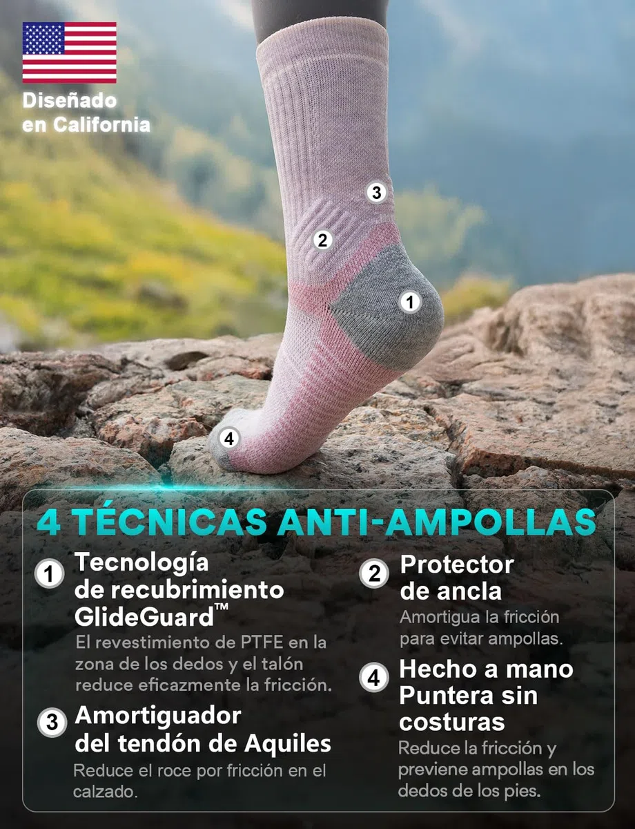 Juclise Calcetines de senderismo de invierno Seamless de lana merino, con amortiguación y que absorben la humedad.