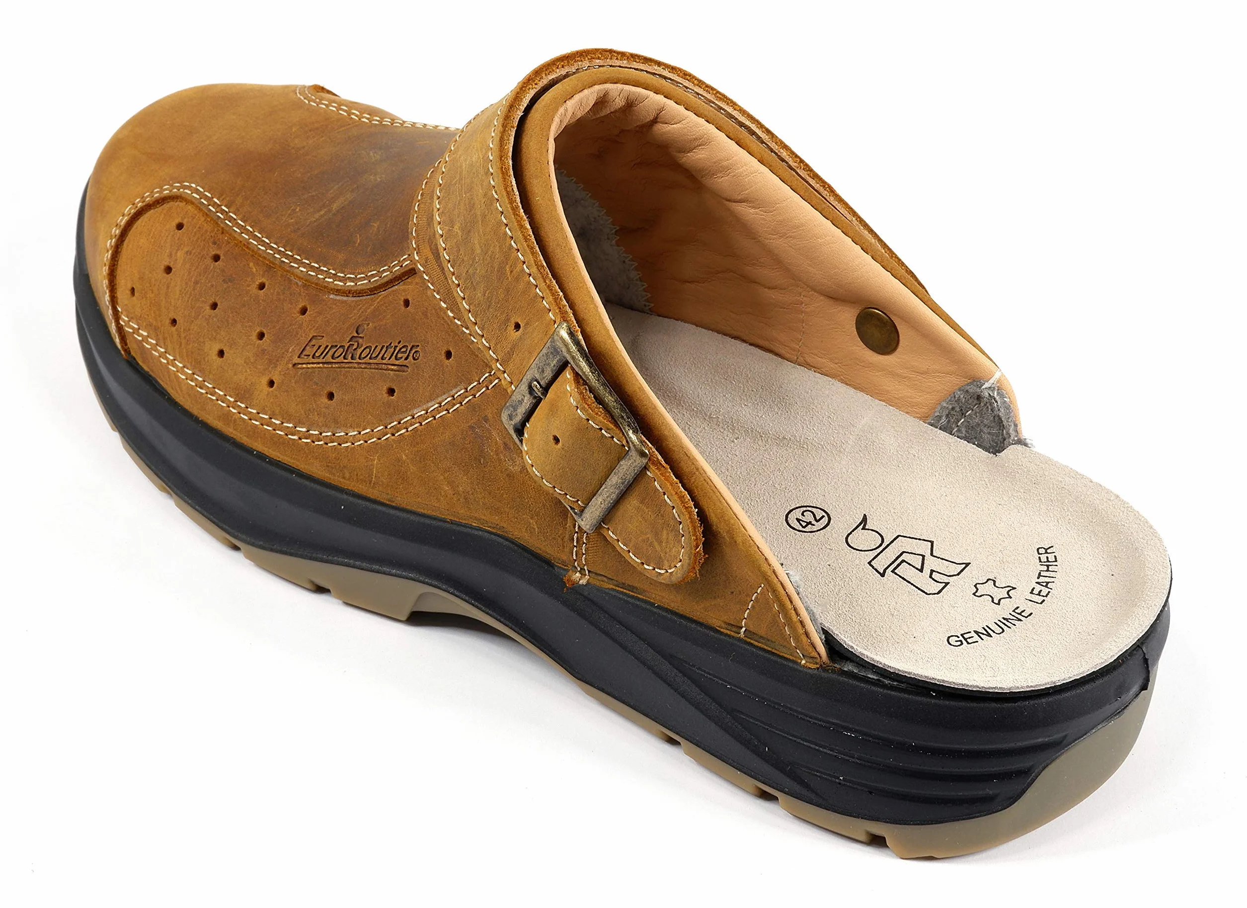 EUROROUTIER Premium Leather Tucson Brown, zuecos, zapatillas de seguridad certificadas SB A-E-FO SRC