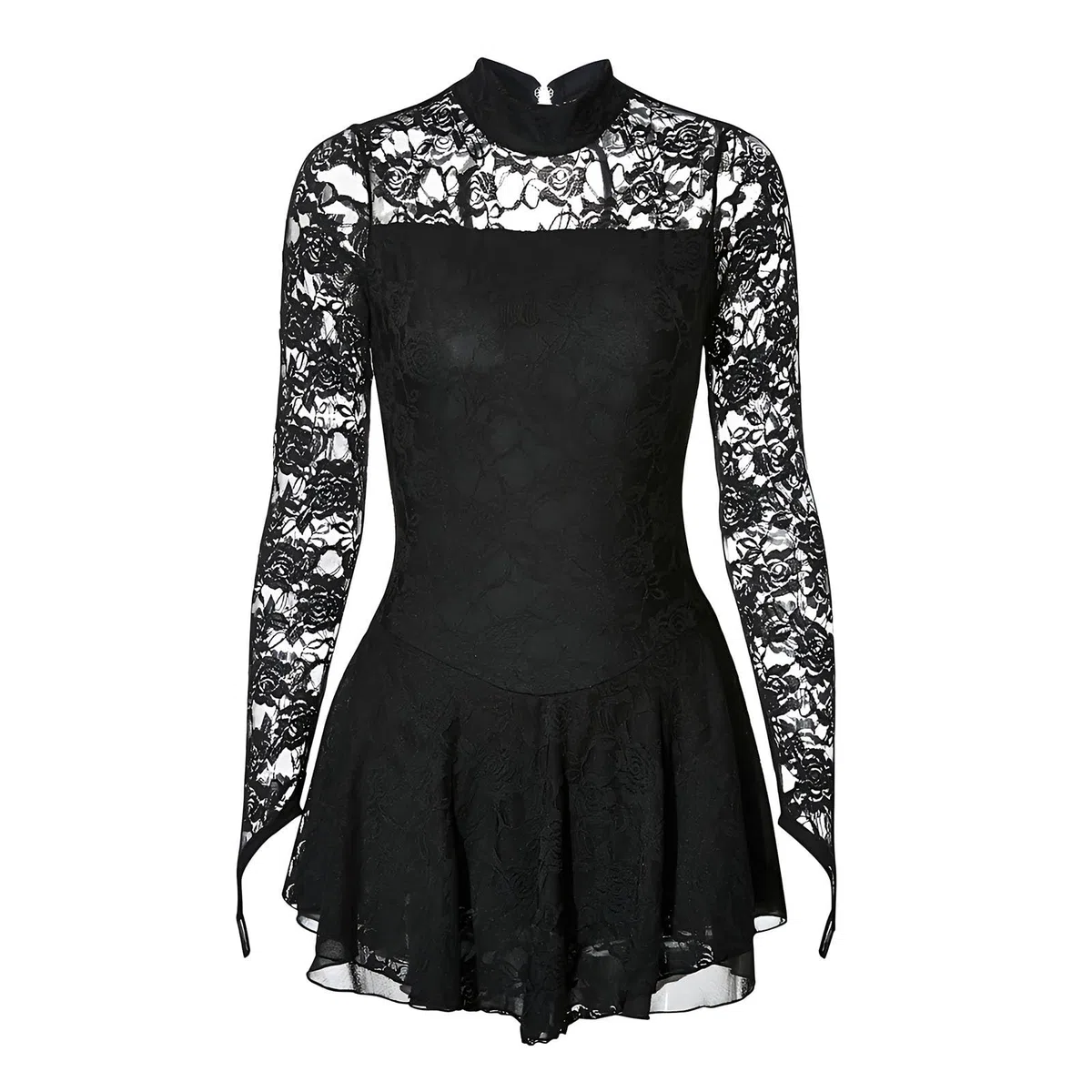 Vestido De Patinaje Artístico De Manga Larga For Niña, Vestido De Competición De Patinaje Sobre Hielo For Mujer, Tejido Altamente Elástico