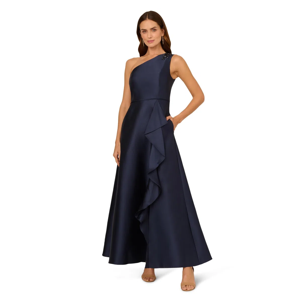 Adrianna Papell One Shoulder Mikado Gown Vestido para ocasión Especial Mujer