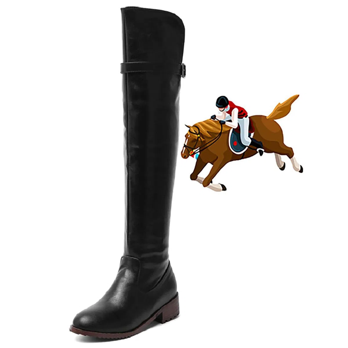 Botas Altas Ecuestres (34-43), Botas De Montar Para Mujer, Equipo De Equitación + Tacón Bajo (1-4 Cm), Impermeables + Antideslizantes, Punta Redonda + Cremallera Lateral,39,Black