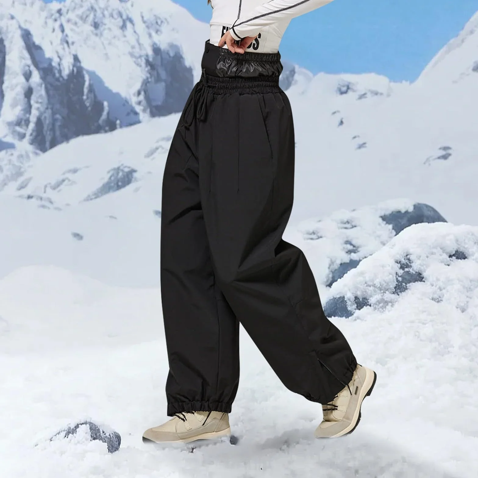 Pantalones de esquí para mujer, forrados con tirantes, térmicos, cálidos, para exteriores, impermeables, resistentes al viento, pantalones de snowboard, pantalones de invierno, cálidos