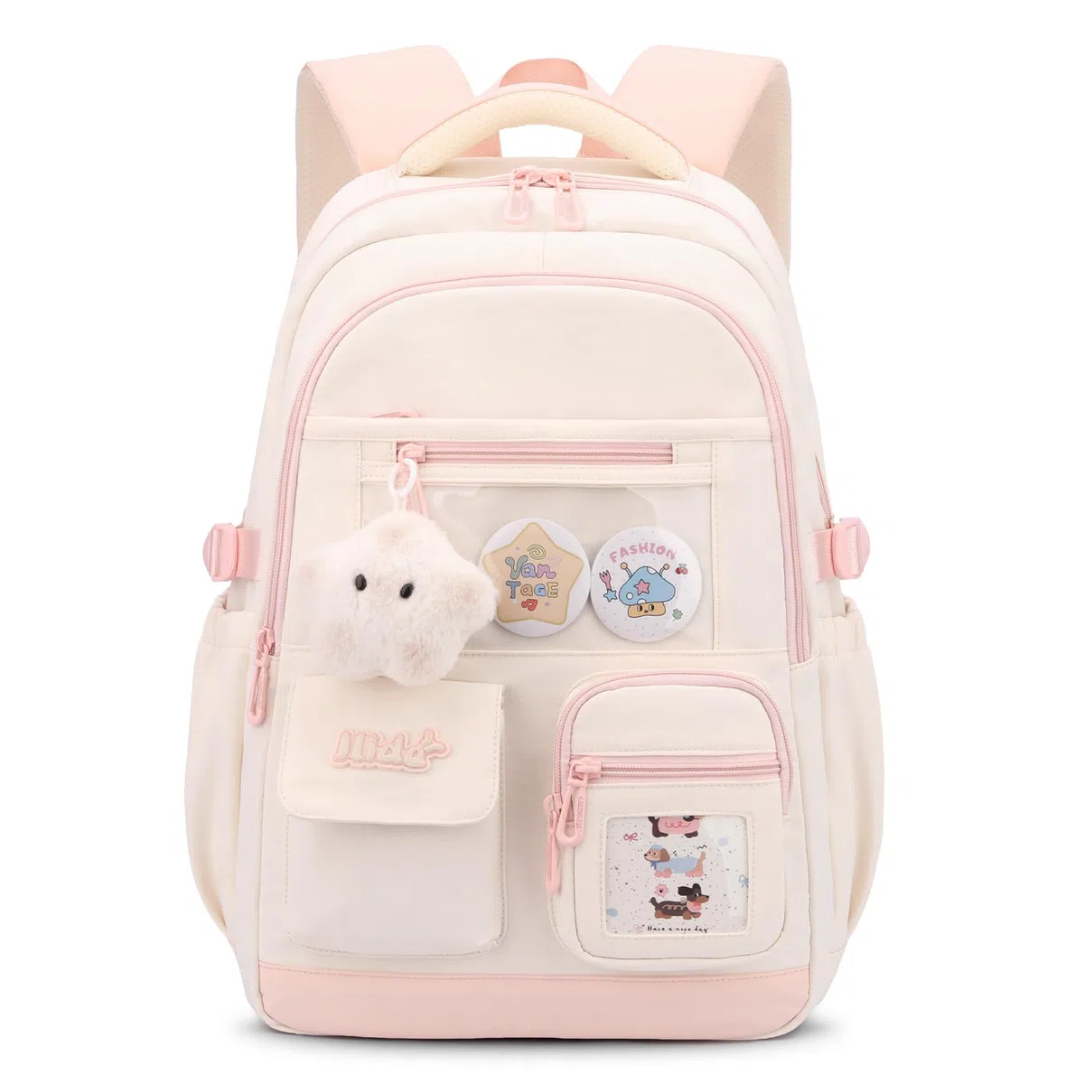 Tanou Mochila Escolar para Niñas, Mochilas Adolescentes Chica de Gran Capacidad en Poliéster, Bolsa Casual Moderna para Colegio y Instituto Niña con Colgante Estrella