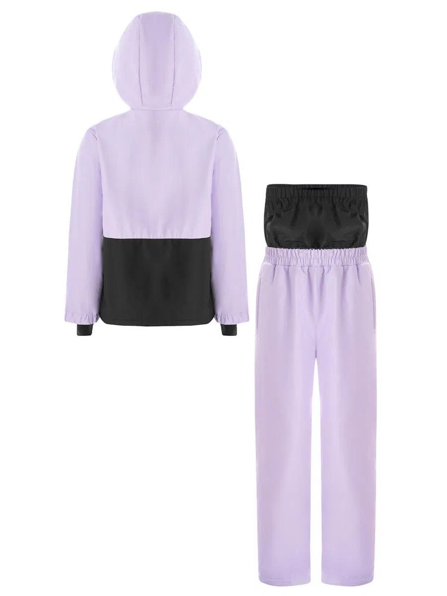 Traje De Nieve Niña Niño Chaqueta con Capucha + Pantalón De Esquí Impermeable Traje De 2 Piezas para Correr Traje De Esquiar Cálido