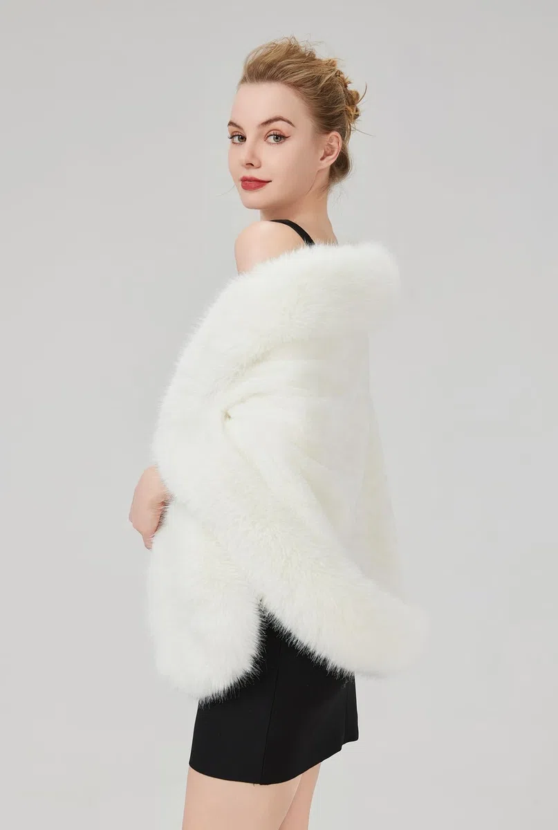 BEAUTELICATE Estola Chal Pelo Mujer Boleros Marfil Negro Para Fiesta Bodas Novia Invierno Vestido de Noche