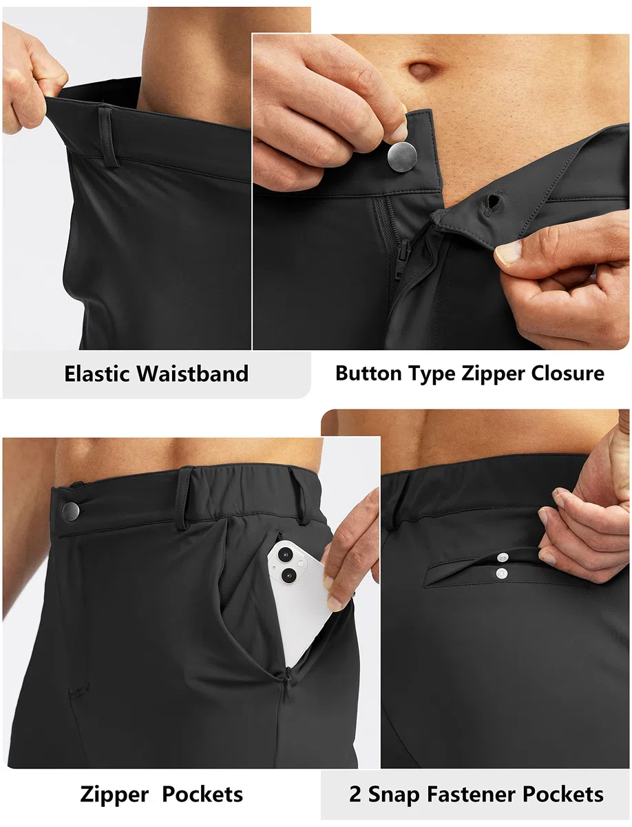 Soothfeel - Pantalones deportivos de golf para hombre, con 5 bolsillos, ajustados, elásticos, para correr, viajar, vestir, trabajo