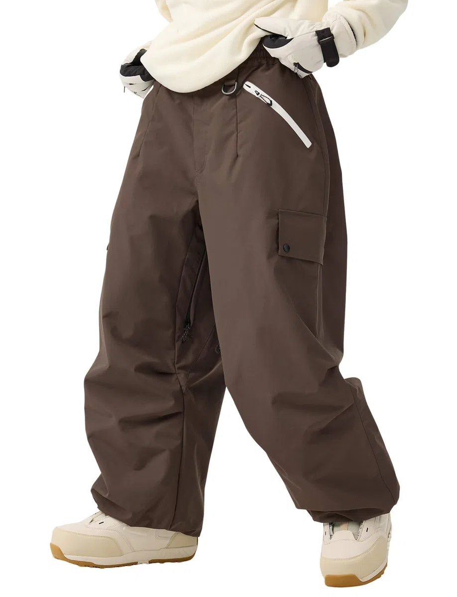 GSOU SNOW Hombres Mujeres Pantalones de Esquí Holgados Pantalones de Snowboard Baggy Pantalones de Nieve Oversize - Multibolsillos Impermeable Antiviento Transpirable Cálido