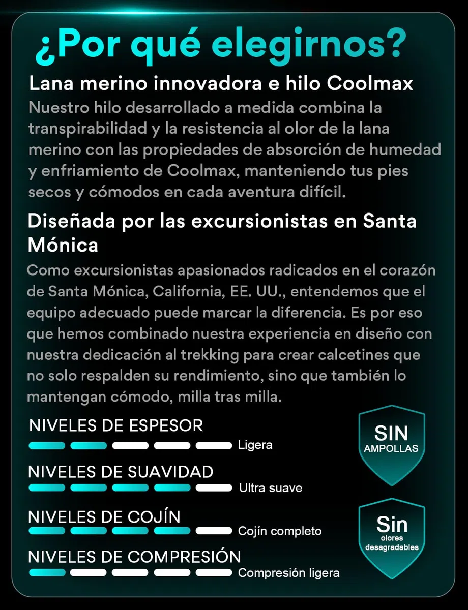 Juclise Calcetines de senderismo de invierno Seamless de lana merino, con amortiguación y que absorben la humedad.