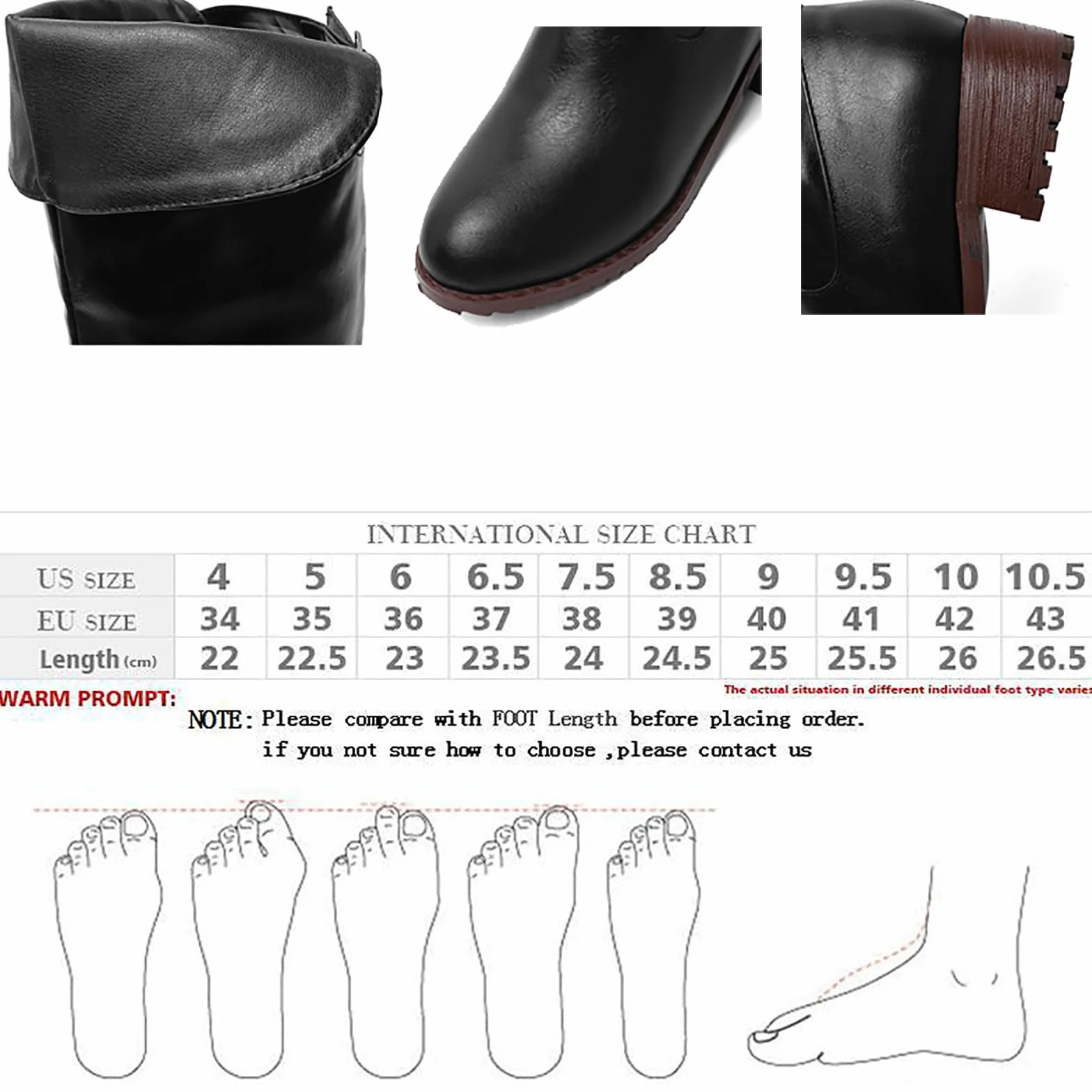 Botas Altas Ecuestres (34-43), Botas De Montar Para Mujer, Equipo De Equitación + Tacón Bajo (1-4 Cm), Impermeables + Antideslizantes, Punta Redonda + Cremallera Lateral,39,Black