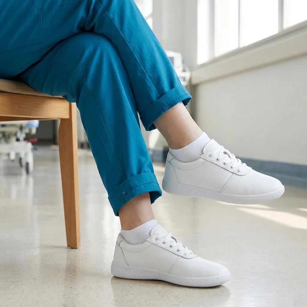 TRULAND Zapatos de trabajo antideslizantes para mujer, zapatos de cuero antideslizantes para enfermeras, chefs y profesionales de la salud, ligeros y cómodos para restaurante y servicio de alimentos
