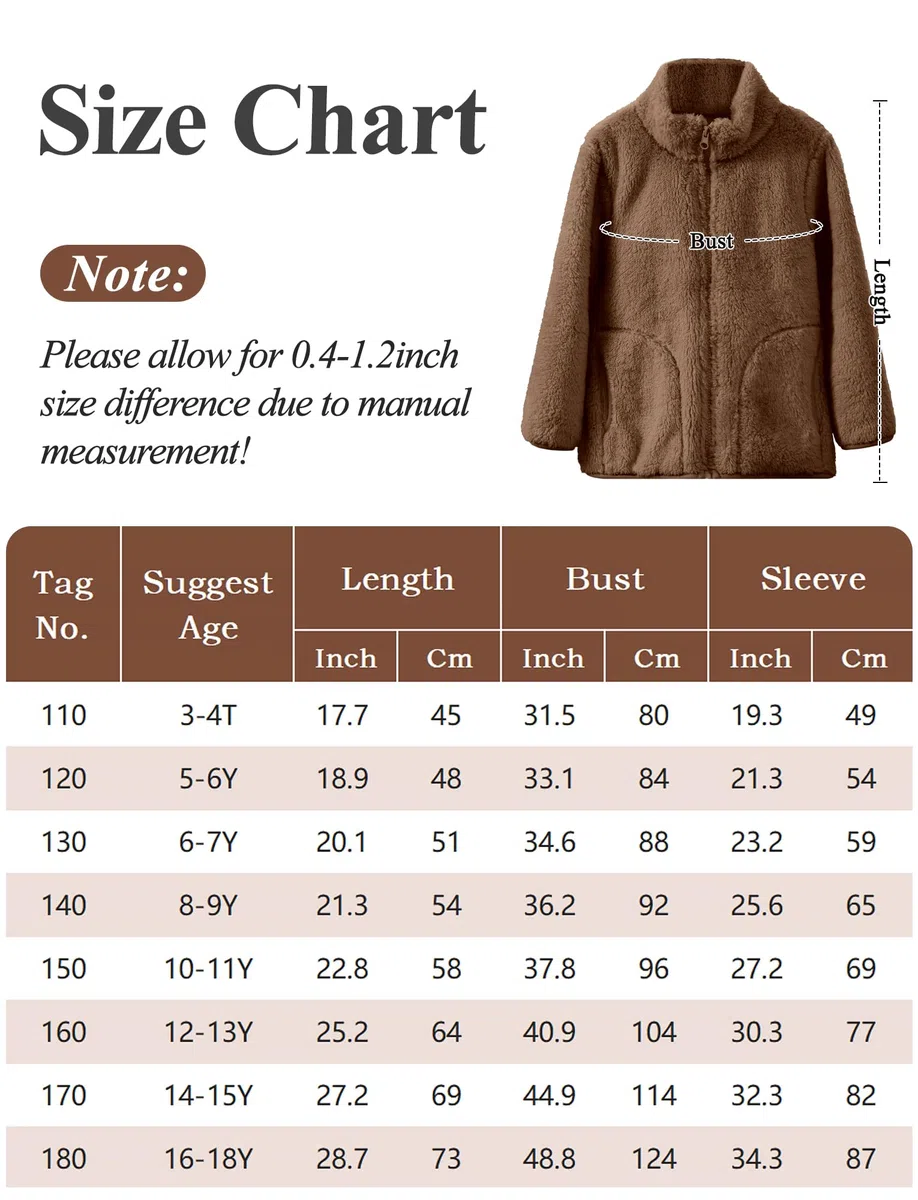 Happy Cherry Chaquetas de forro polar para niñas con cremallera completa, para ocio, chaqueta de forro polar de punto, unisex, cálida, chaqueta de entretiempo para deportes de invierno, senderismo