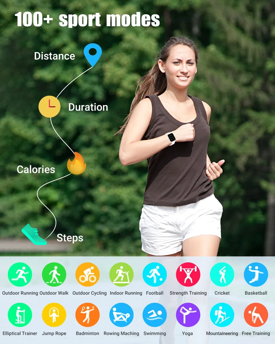 RUIMEN Smartwatch,Reloj Inteligente Mujer Impermeable IP68 con Oxímetro,1.69" Pantalla con Pulsómetro,Monitor de Sueño Monitores Actividad Cronómetros Calorías Podómetro para Android iOS (Blanco)