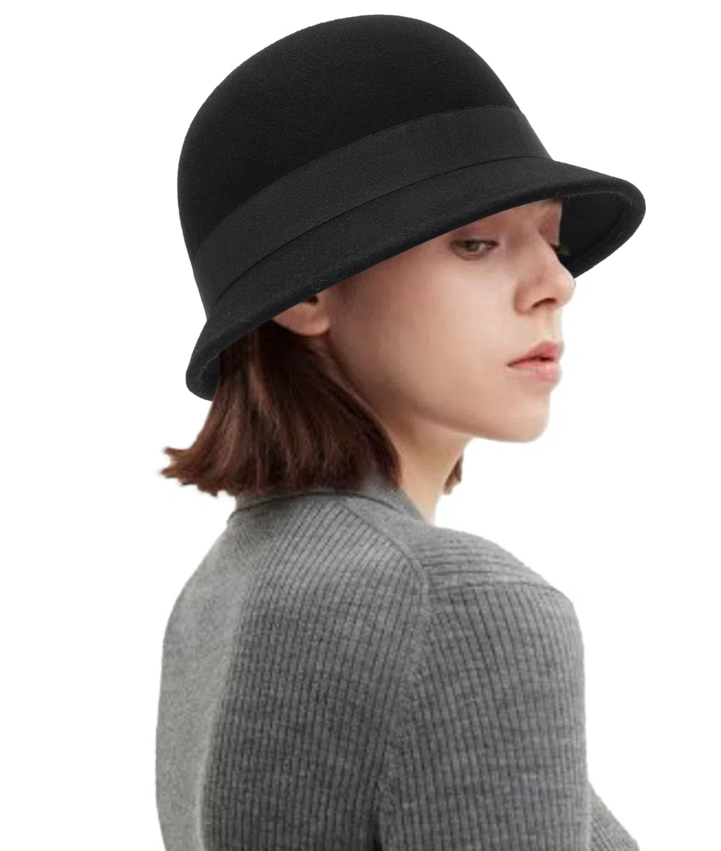 INOGIH Sombrero vintage de los años 20 – Sombrero de lana cálida de invierno Gatsby Cloche Bowler para mujeres y damas Derby Party aplastable