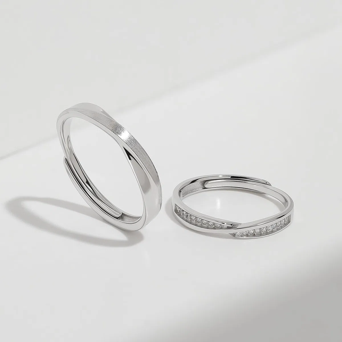Meissa Juego de Anillos de Promesa Ajustables de Plata de Ley para Parejas