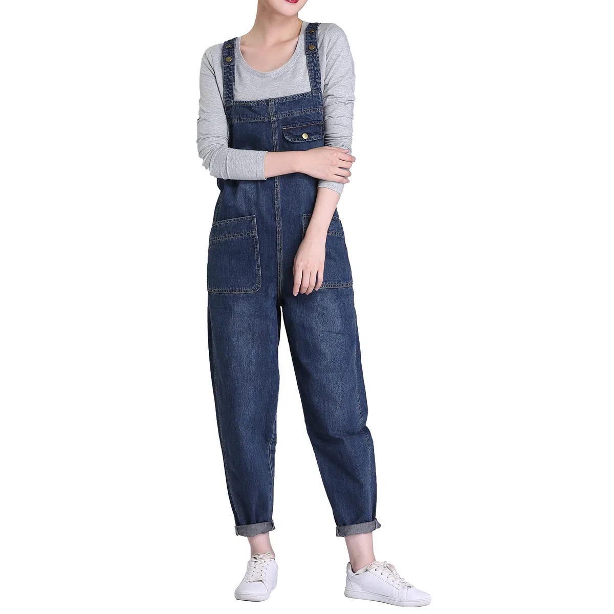 Peto Vaquero Largo para Mujer Tallas Grandes sin Mangas Jumpsuit Casual Stretch (XS-5XL)