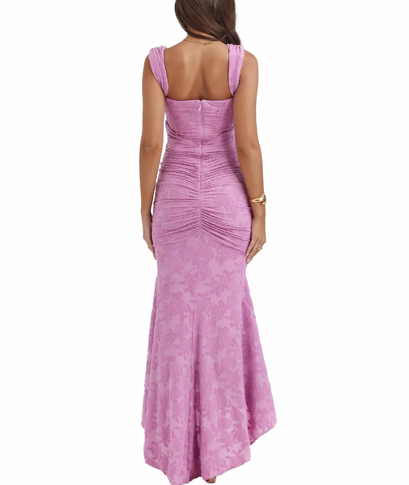 xxxiticat Vestido elegante para mujer, vestido de cola de pez, vestido de espiga, con correa para el hombro, vestido largo fruncido