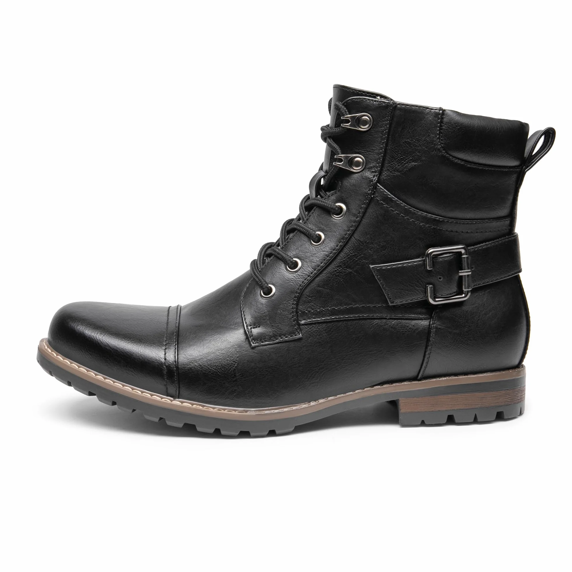 Bruno Marc Botas de combate de motocicleta con cremallera para hombre