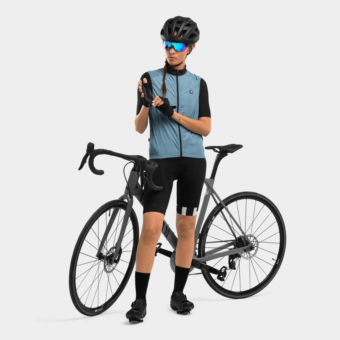 SIROKO - Chaleco Cortavientos de Ciclismo para Mujer V1-W Manghen - M - Azul acero