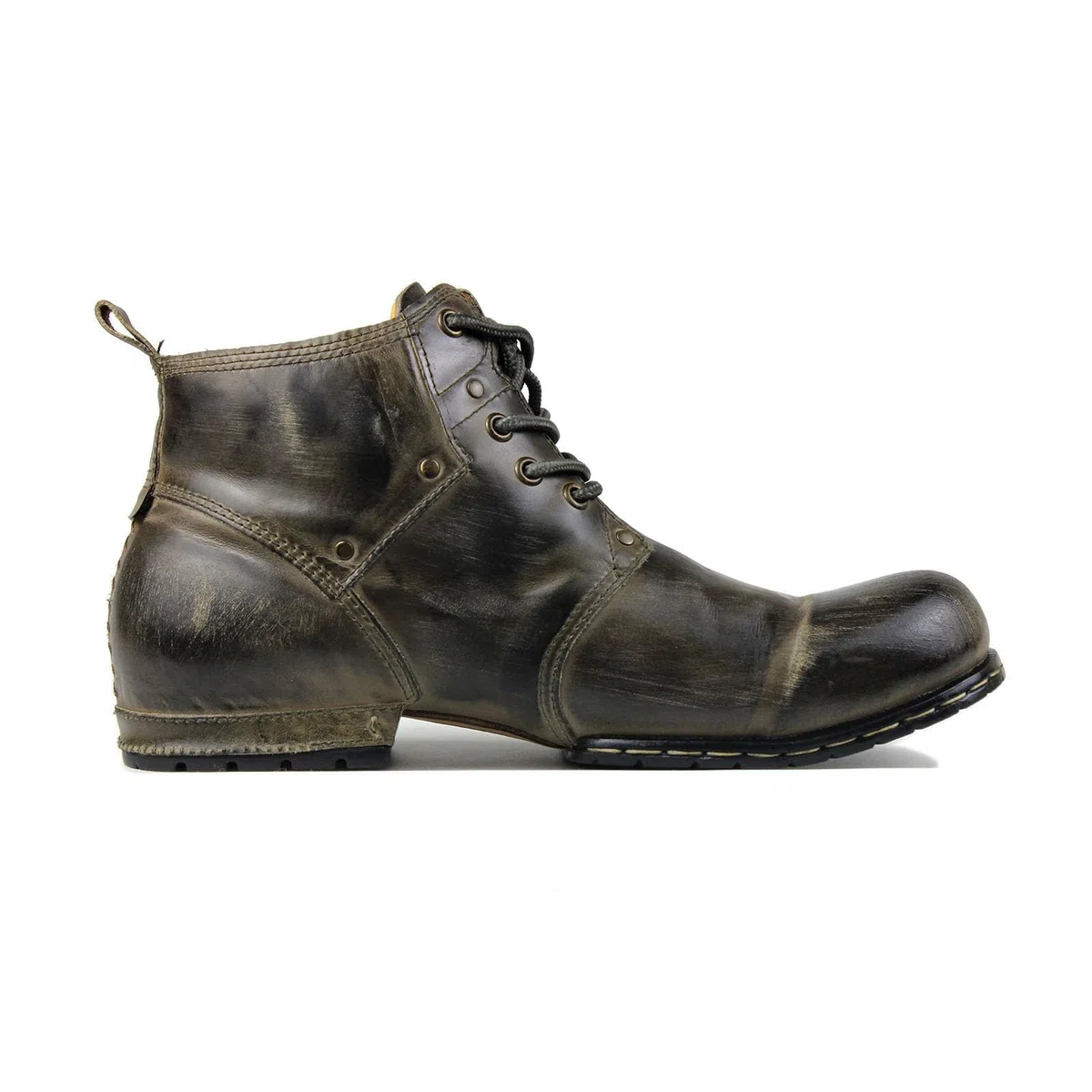OSSTONE Botas para Moto Botines Hombre de Invierno Piel Zapatos Negras Vestir Nieve Piel Forradas Calientes Planas Combate Militares Cremallera Boots OS-6015-1-A-R