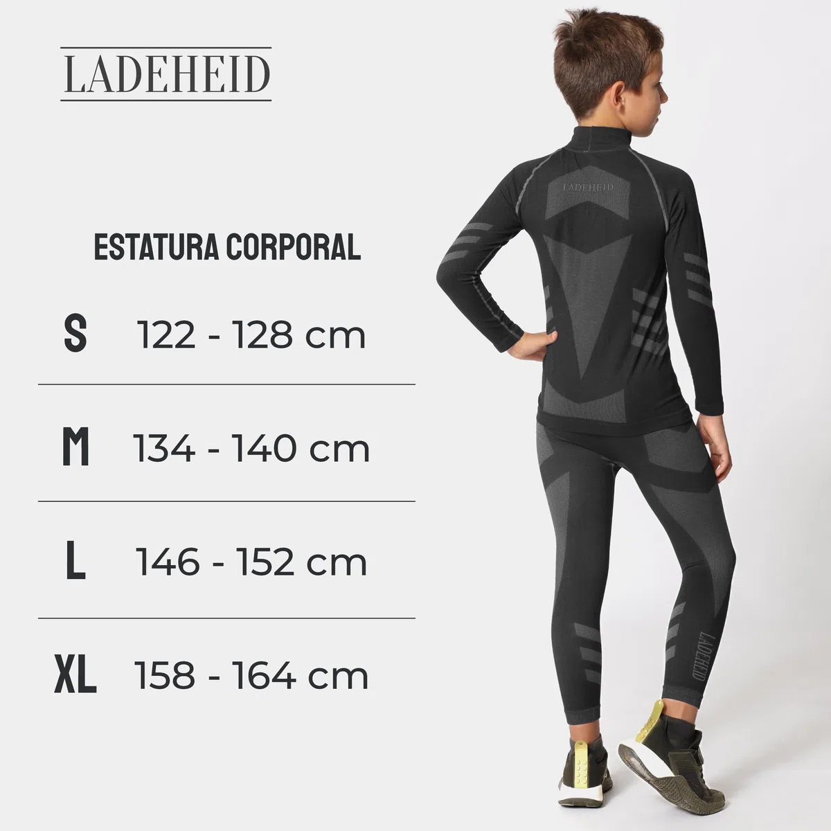 Ladeheid Conjunto Térmico para Niños – Ropa Interior Térmica para Invierno con Camiseta Térmica Niño & Niña y Pantalón Termico Largo – Ideal para Futbol y Esquí LAGI009