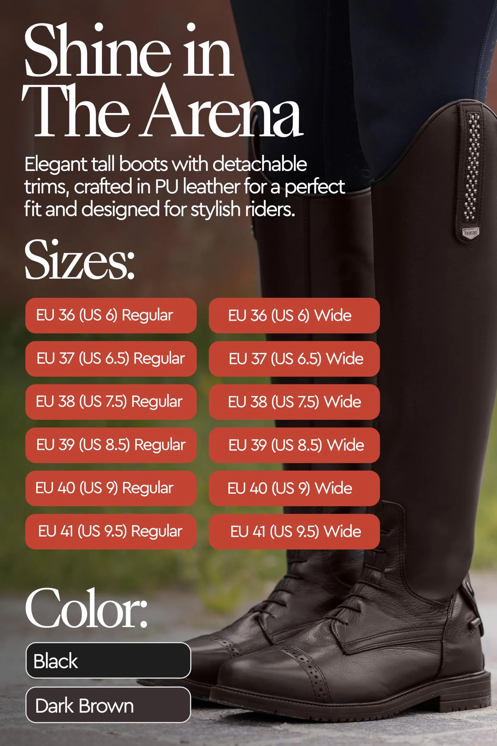 HORZE Botas Altas para Mujer Verona