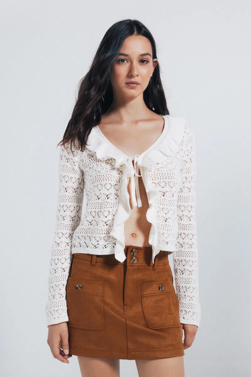 Springfield Nueva Camisa De Estructura con Bordado De Árboles, Blanco, S
