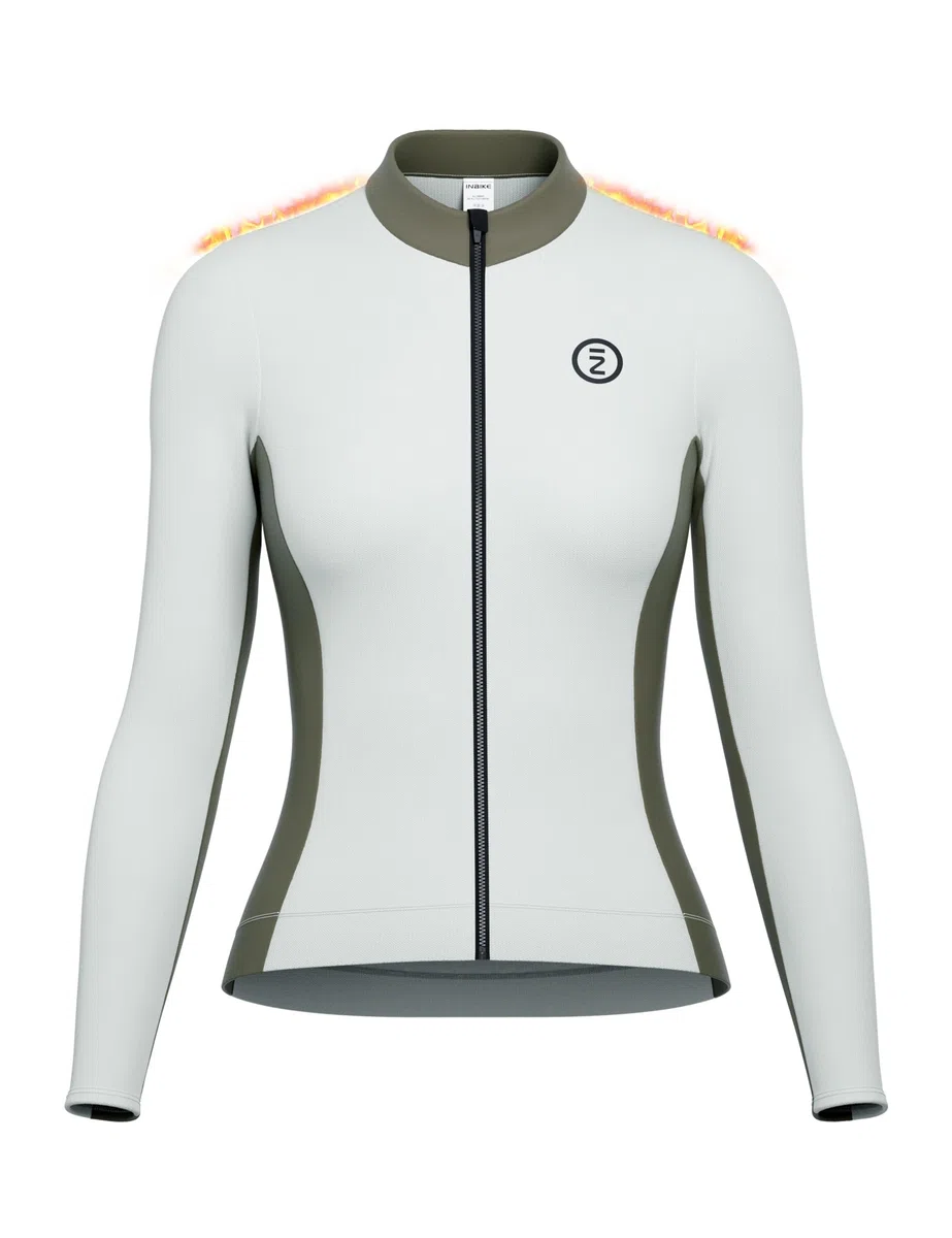 INBIKE Maillot Ciclismo Mujer Invierno Forro Polar Cintura Acentuada Largo Ropa Choque de colores retro LY