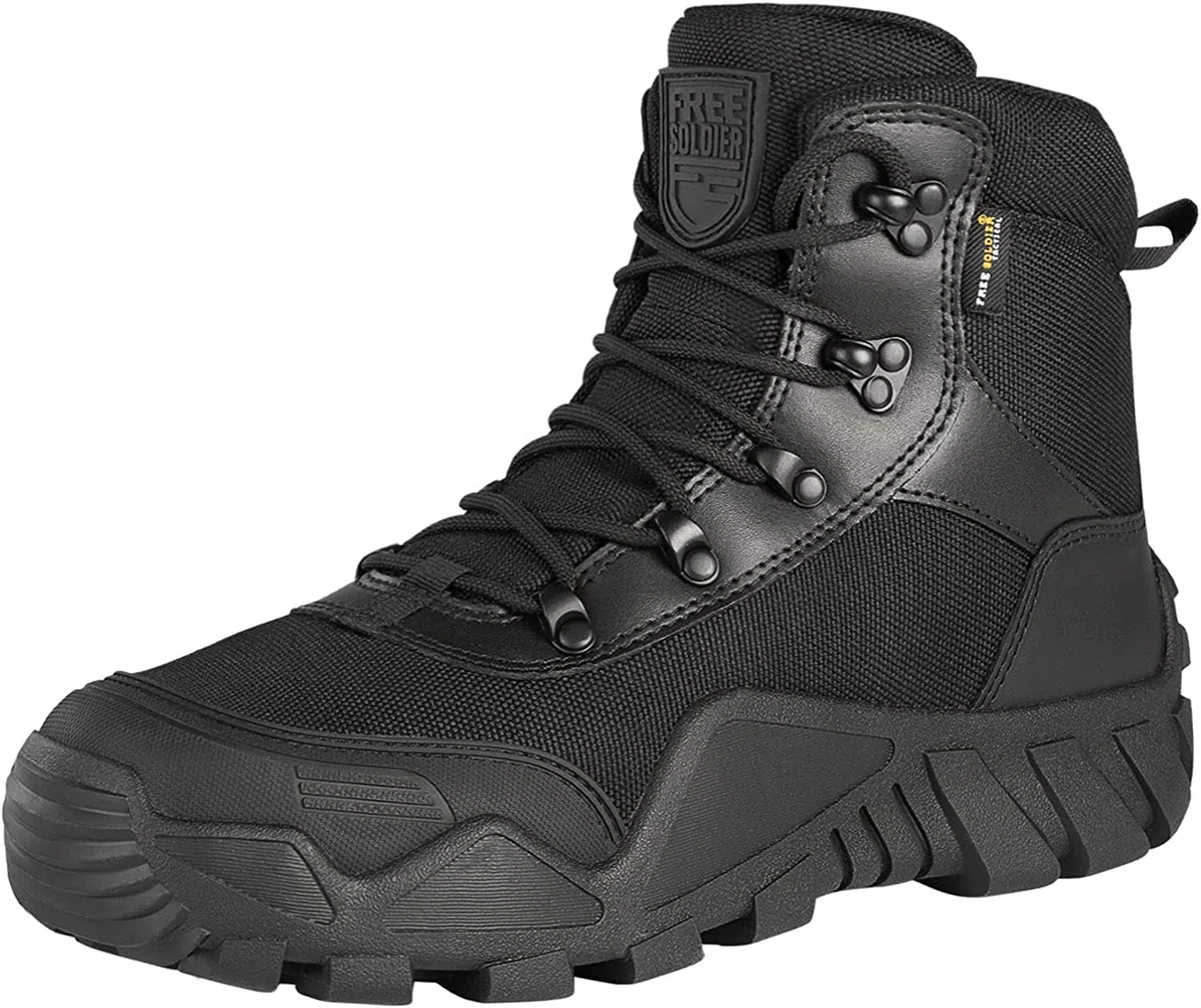 FREE SOLDIER Botas de Caza para Hombres Medio Alto Zapatos Botas Militares de Combate de Tiro Alto con Cordones Ligeros para Todo Terreno para Montaña Trekking
