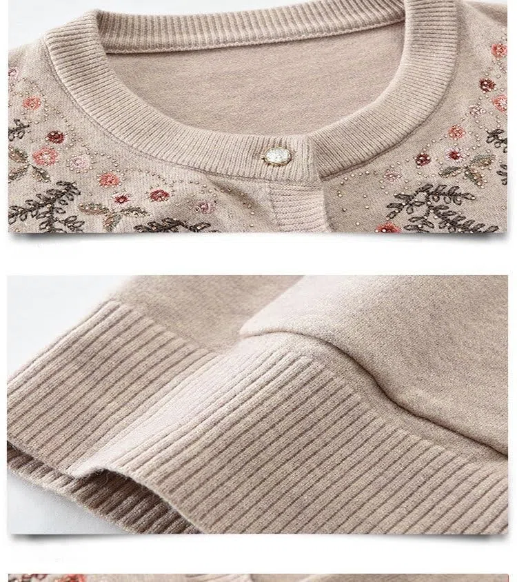 Cardigan Mujer,Suéter Cárdigan para Madre Ligero De Cuello Redondo para Señora Mayor De Punto Informal Suave De Manga Larga con Botones Fino De Punto Chaqueta Regalos para Abuela