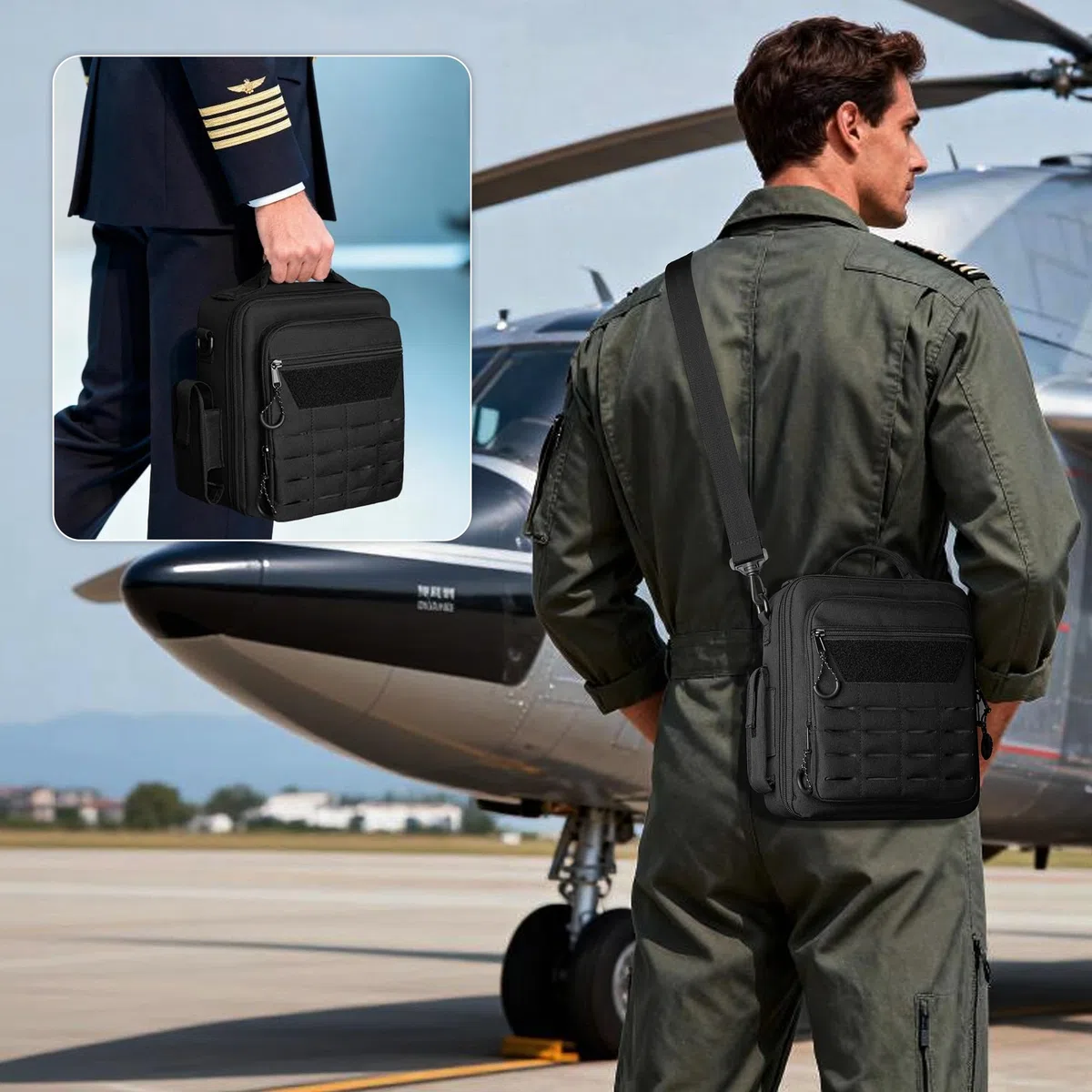 Damero Bolsa de Viaje para Auriculares de Piloto, Caja de Almacenamiento para Auriculares de Aviación, Kneeboard, IPad y Más (Solo Bolsa)