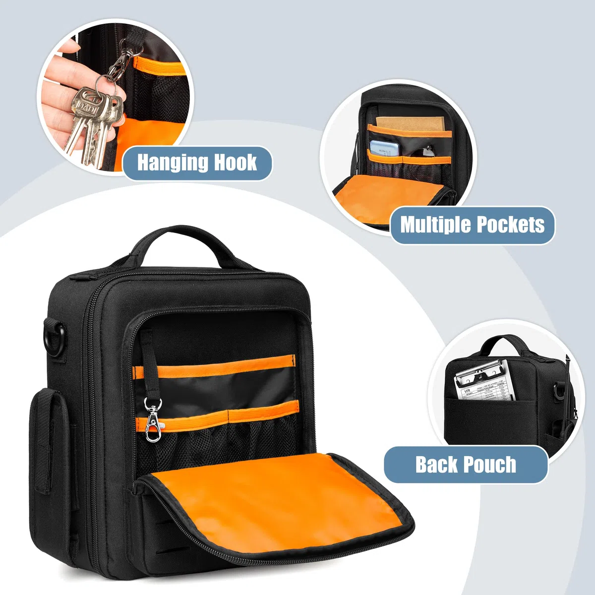 Damero Bolsa de Viaje para Auriculares de Piloto, Caja de Almacenamiento para Auriculares de Aviación, Kneeboard, IPad y Más (Solo Bolsa)