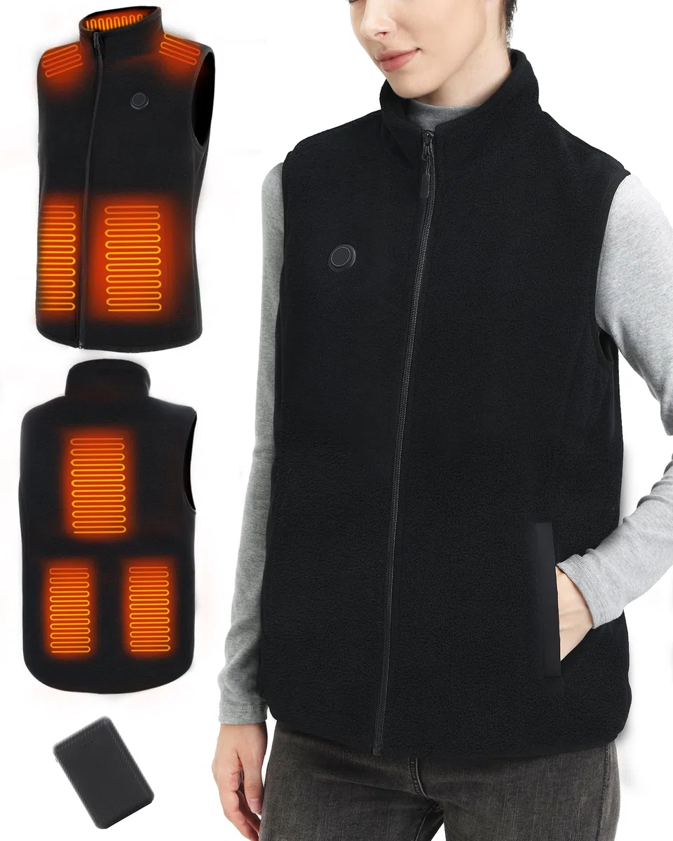 Chaleco Calefactable Mujer: 3 Temperatura Ajustable con 5 Zonas Calefactables, Chaleco Térmico Mujer Equipado con Batería USB de 10000 mAh, Ideal para Acampar Actividades al Aire Libre