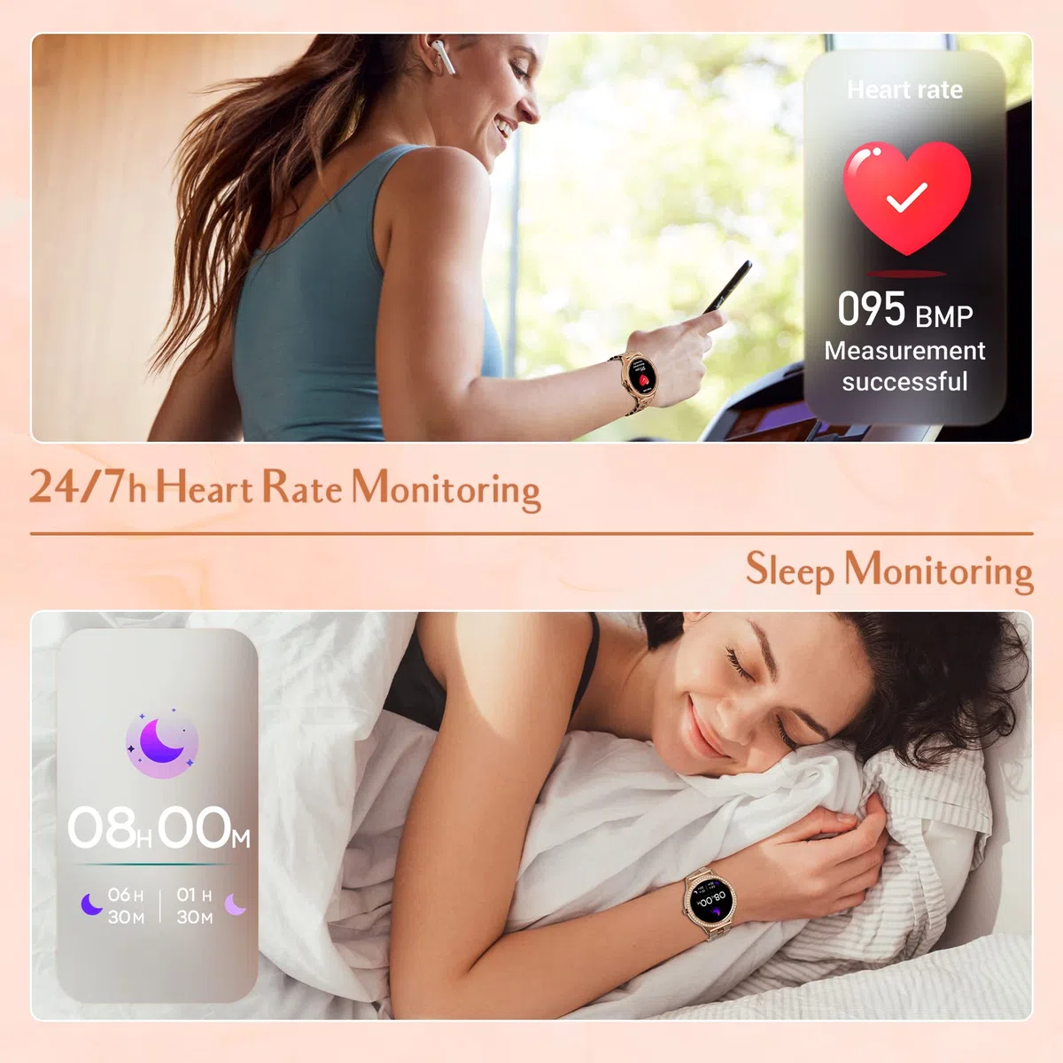 Nemheng Smartwatch Mujer con Llamada y Whatsapp，Elegante Reloj Inteligente con Oxímetro(SpO2) Pulsómetro Seguimiento Menstrual Monitor de Sueño Pulsera Actividad Mujer para Android iOS