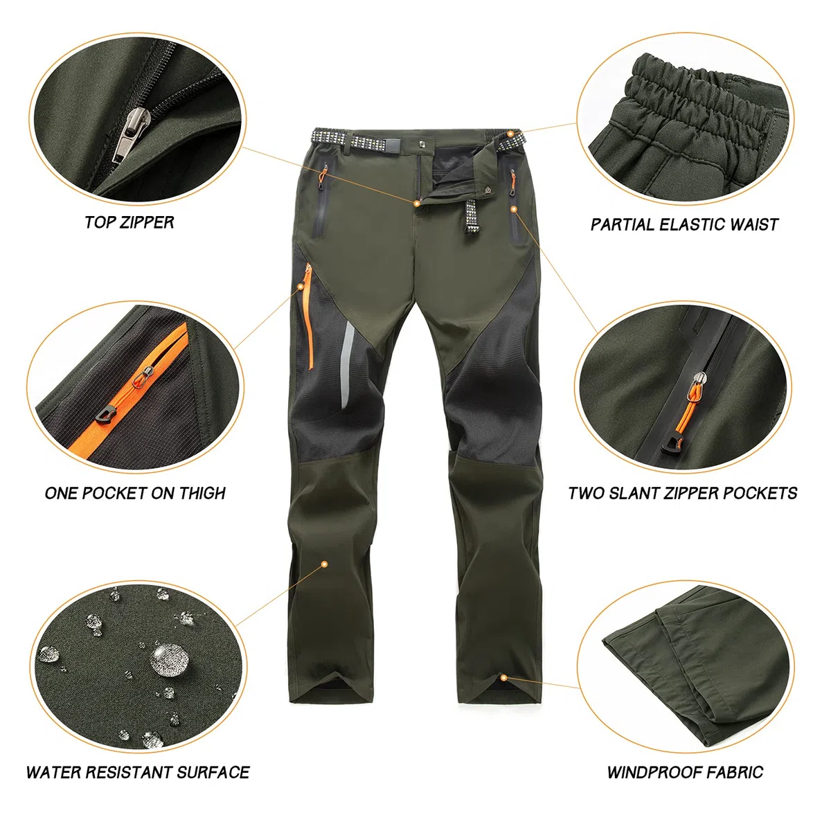 Pantalones para Caminar Transpirables al Aire Libre para Hombre Pantalones tácticos Ligeros a Prueba de Viento Pantalones de Senderismo de Cintura