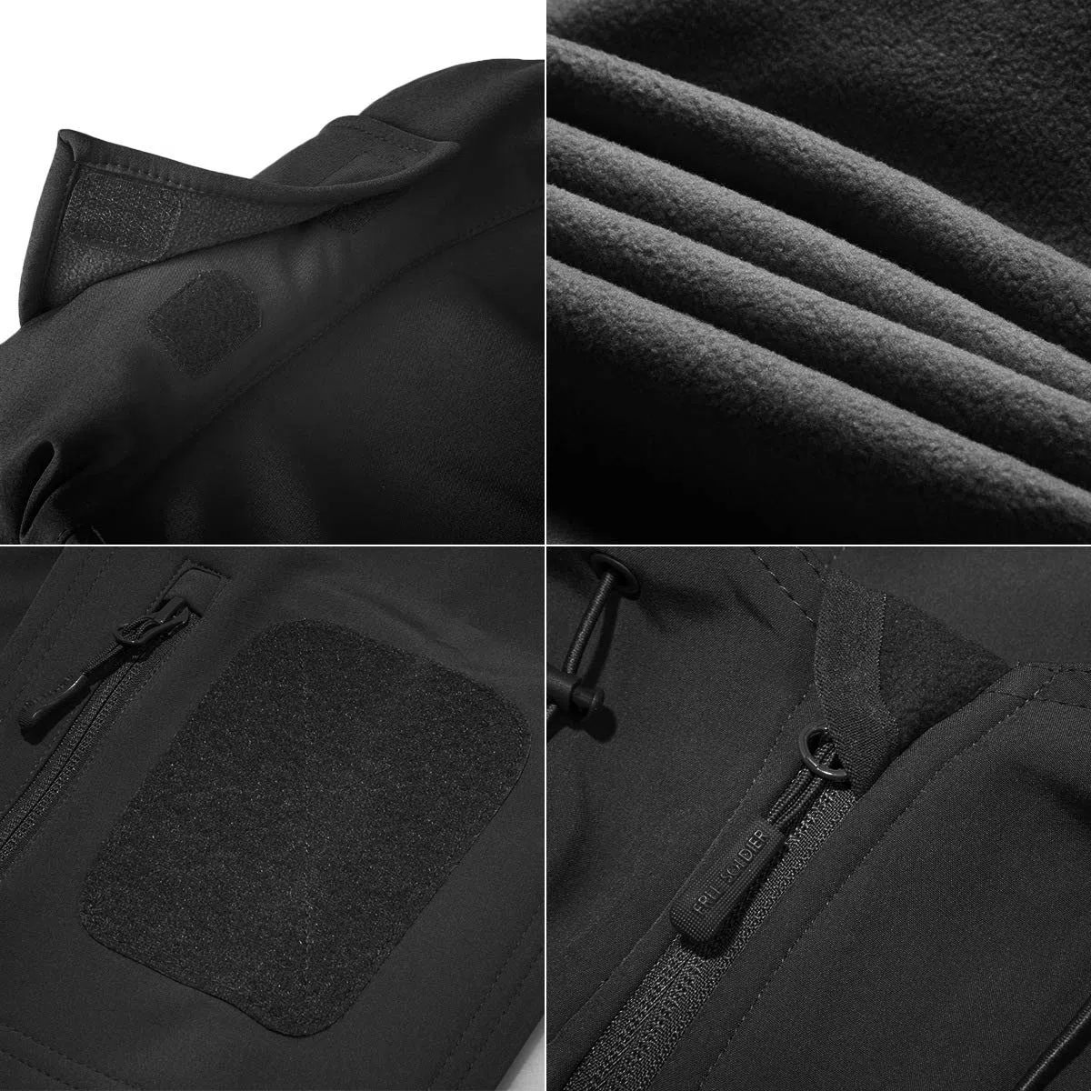 FREE SOLDIER para Hombre Militar Softshell Chaquetas Impermeable de Forro con Polar Exteriores Capucha Caza Multibolsillos