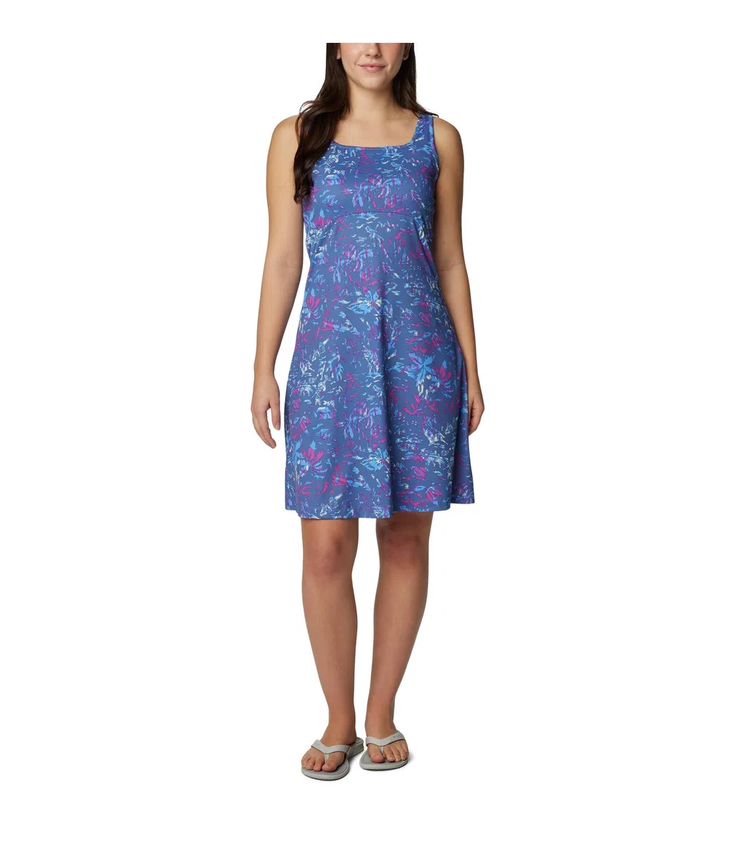 Columbia PFG Freezer III Dress Vestido, Bluebell Kona Kraze, M Mujeres