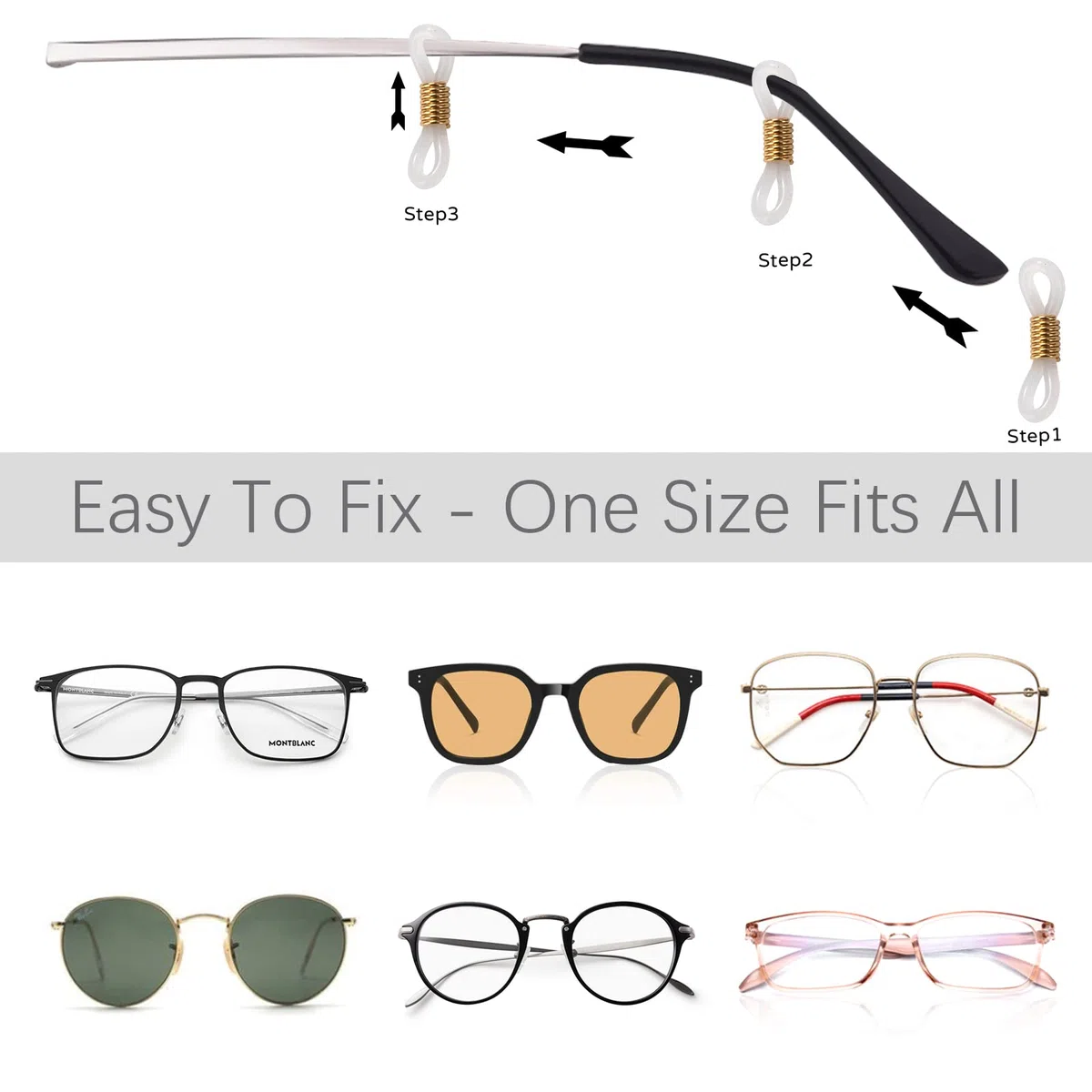 Cadena de Gafas Cadena de Gafas de Sol de Acero Inoxidable con 12 Extremos de Cadena de Gafas para Mujeres Hombres 3 Piezas