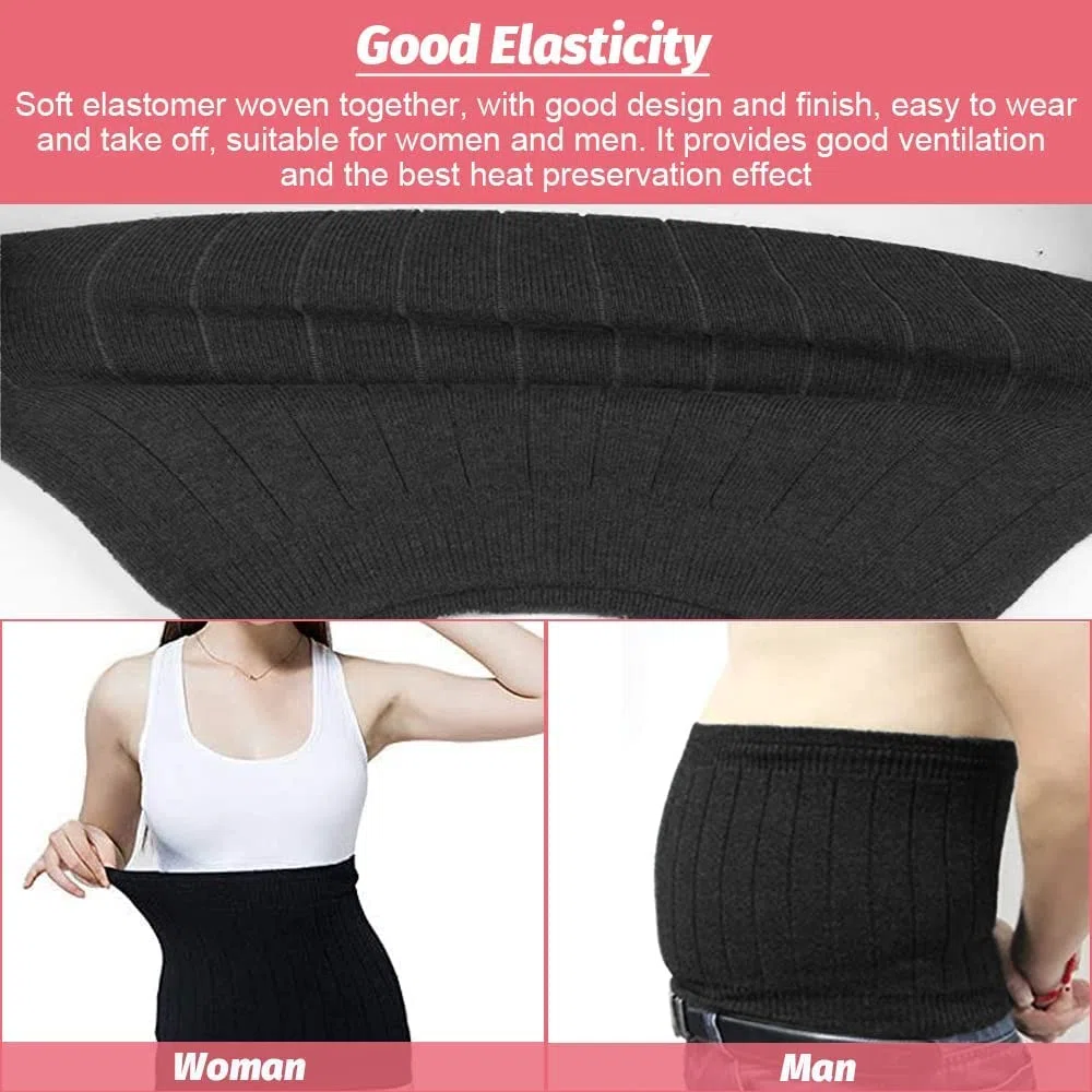 Faja Lumbar para Mujer para Invierno, Calentador Lumbar de Lana Suave y Elástico Faja de Calor para Proteger del Frío la Zona Lumbar y del Abdomen Calentador de Cintura para Mujer, Negro