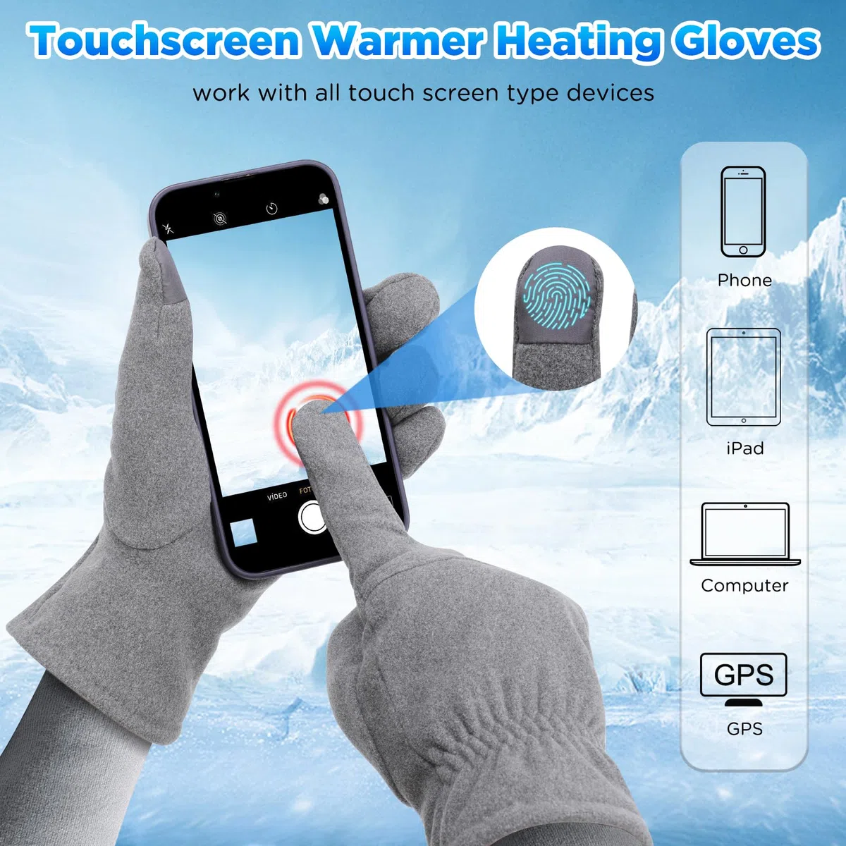 Guantes Calefactables USB para Hombres Mujeres, Guantes Aptos para Pantallas Táctiles Guantes Calefactores de Punto Guantes de calefacción de Temperatura Ajustable para Interior y Exterior