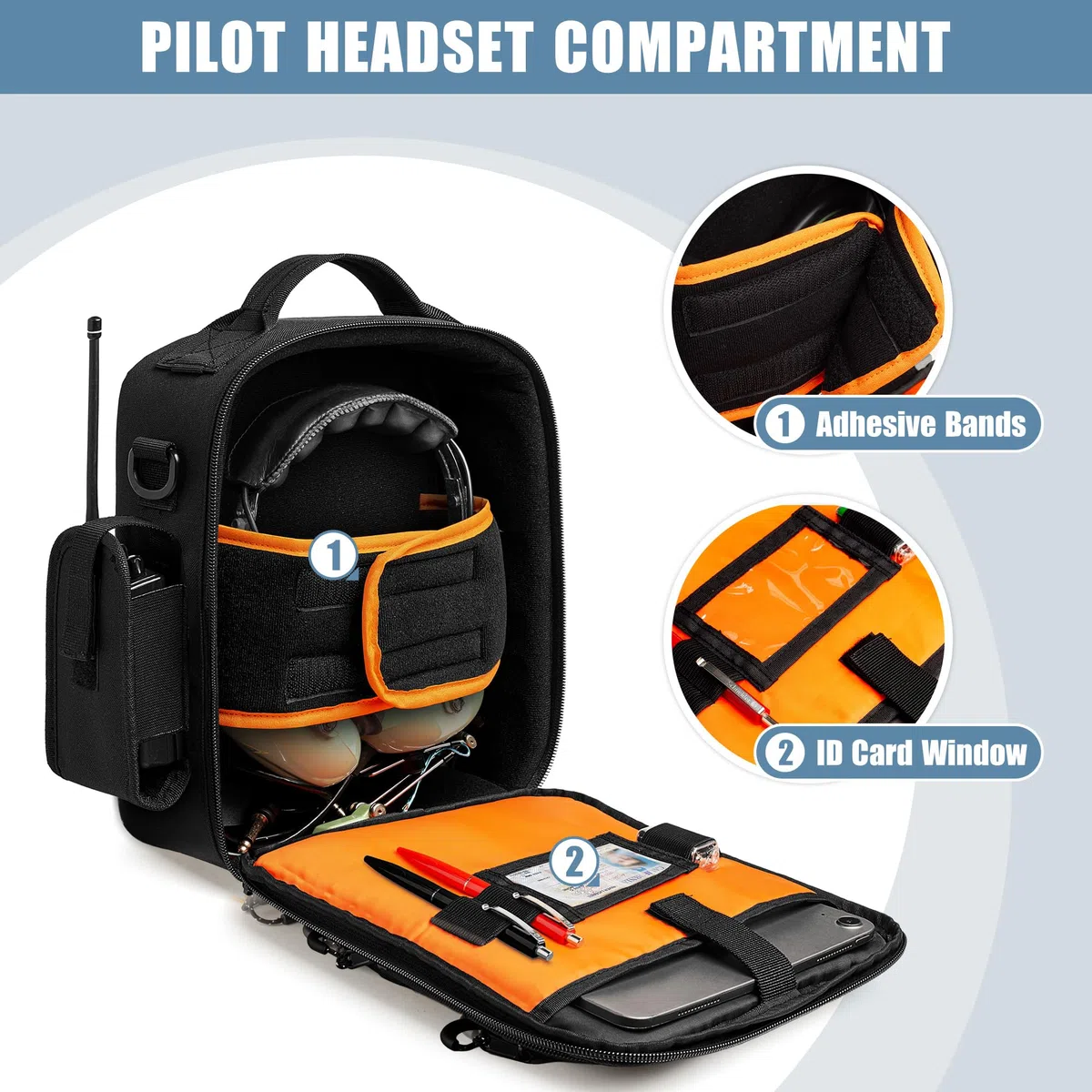 Damero Bolsa de Viaje para Auriculares de Piloto, Caja de Almacenamiento para Auriculares de Aviación, Kneeboard, IPad y Más (Solo Bolsa)